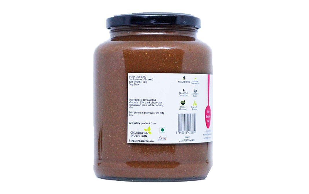 All Over Nuts 85% Dark Chocolate Almond Butter Crunchy   Glass Jar  1 kilogram